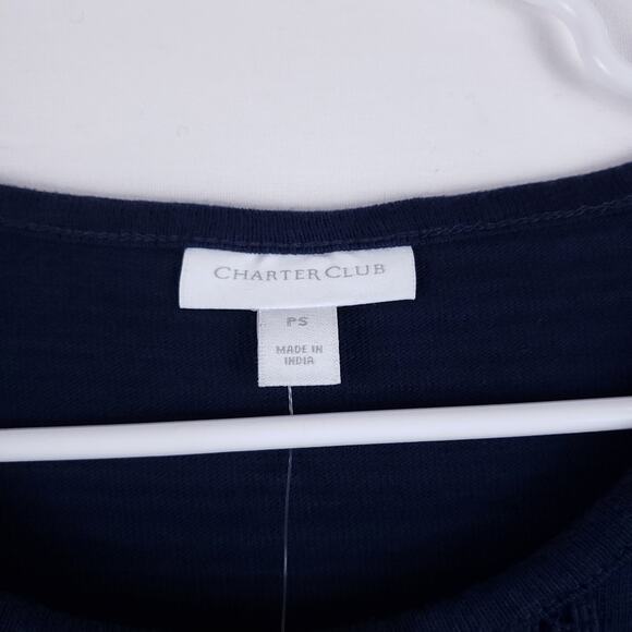 NWT Charter Club Navy Light Weight Sweater Size PS 3/4 Sleeves Blue - Picture 3 of 7